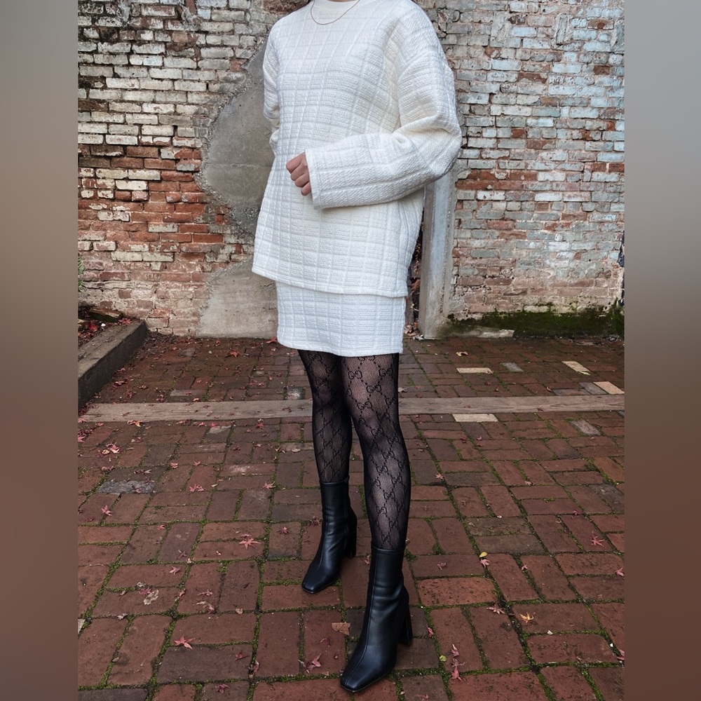 Zara Cream Textured Knit Set